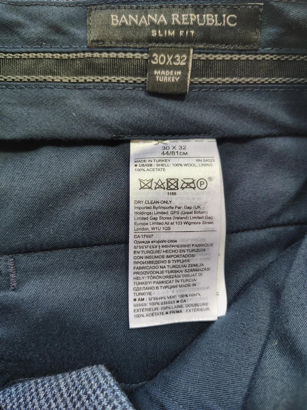 Banana Republic Marzotto Mills Wool Men's Dress Pants in Dark Blue Slim Fit
